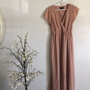 Lulus blush bridesmaid dress